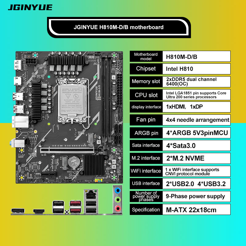 Lga1851 Gaming Motherboard - Carte mère Micro-ATX H810 Intel LGA1851